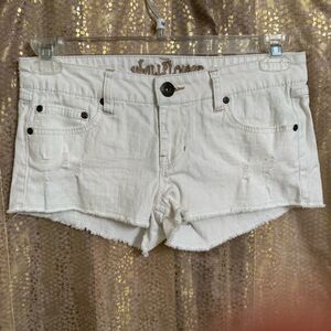 Wallflower Denim Wet Seal White Y2K Low Rise Micro Booty Shorts Size 9